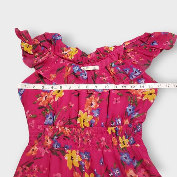 Old Navy Womens Pink Floral Chiffon Ruffle Maxi Dress Tiered Cottage Summer XS - Picture 13 of 14
